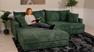 Chelsey flydersofa | 3 personers sofa | Mosgrøn fløjl